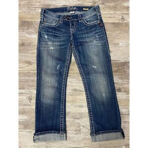 Silver Tuesday Capri Jeans Low Rise Distressed Cuffed Rolled Women’s Size W25